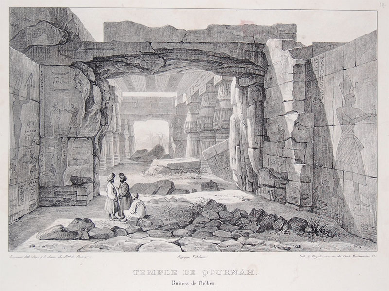 LITHOGRAPHIE EGYPTE DE BUSSIERRE 1829 QOURNAH THEBES