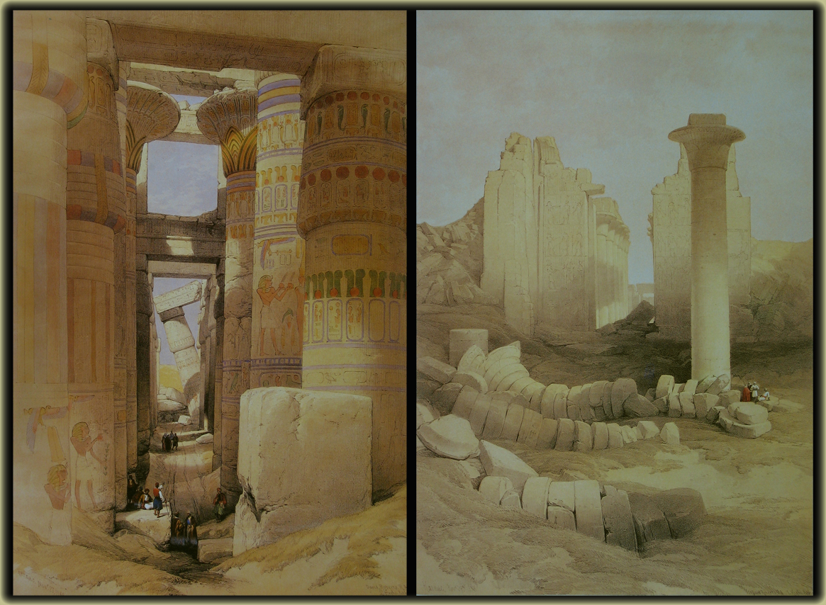 La salle hypostyle à Karnak. par David Roberts en 1839