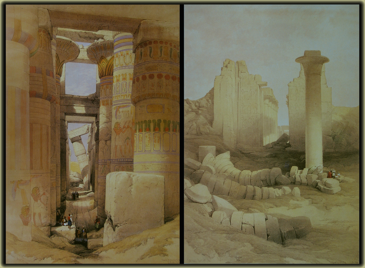 La salle hypostyle à Karnak. par David Roberts en 1839